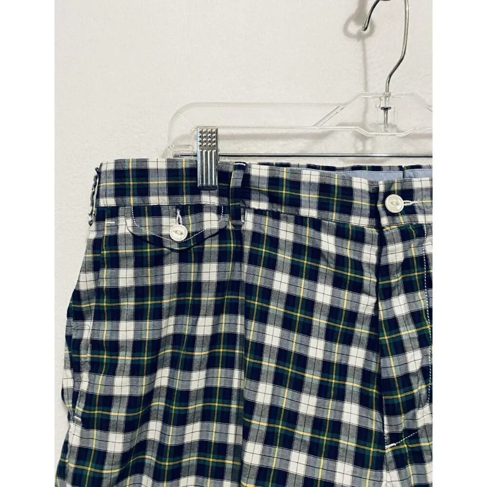 Polo Ralph Lauren Shorts Mens 38 Green Blue Plaid Chinos Classic Preppy Nautical